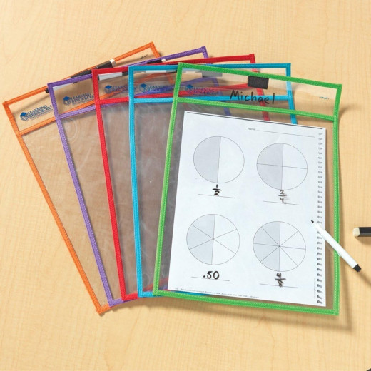 Re-usable write and wipe pockets - 5 in set